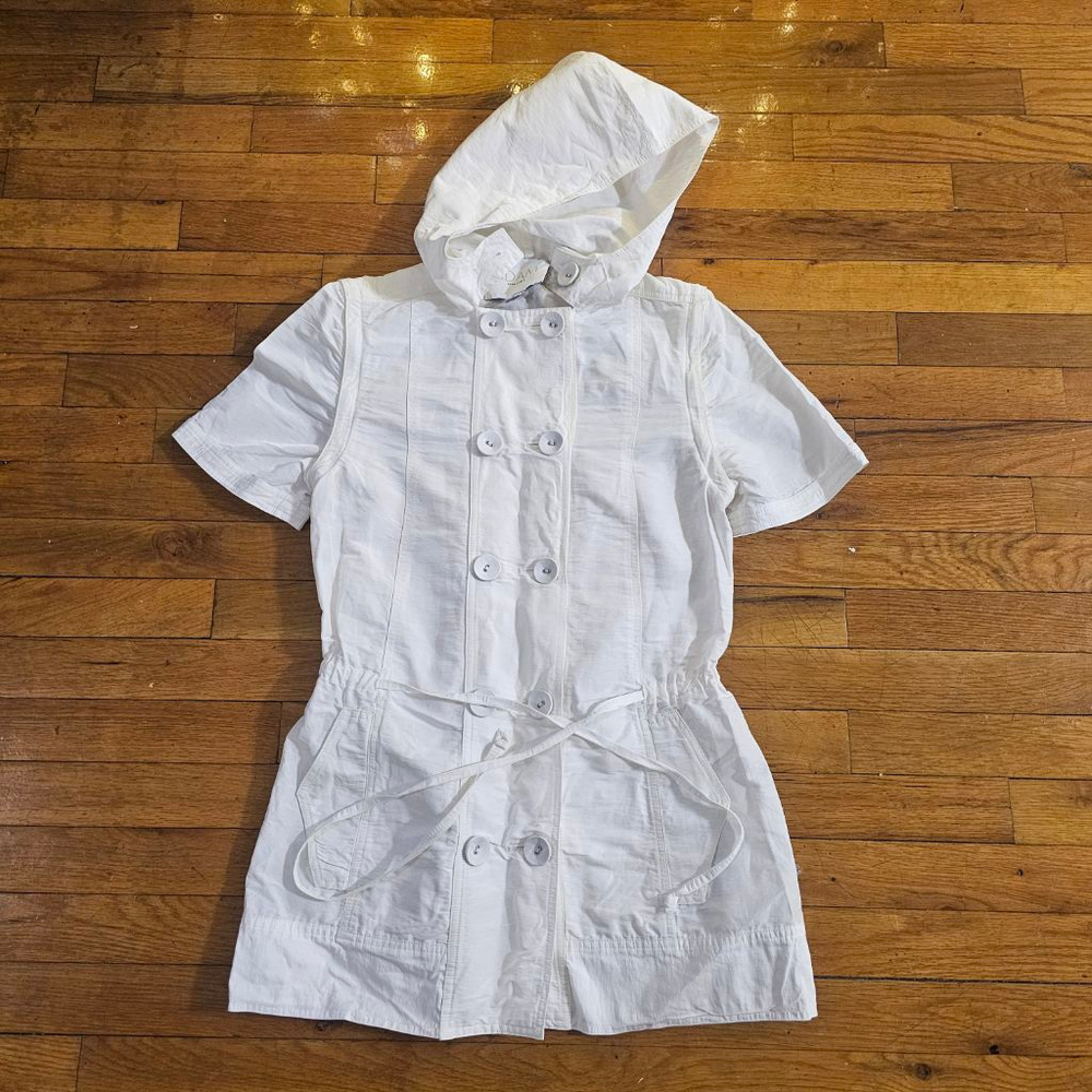 Adam Lippes White Hooded Jacket Short Sleeve Small - Picture 1 of 7